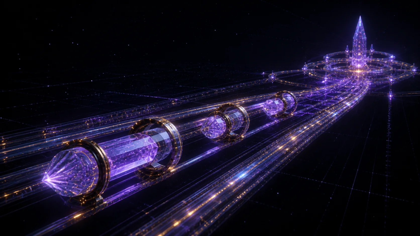 Crystal data capsule travelling through an orbital corridor
