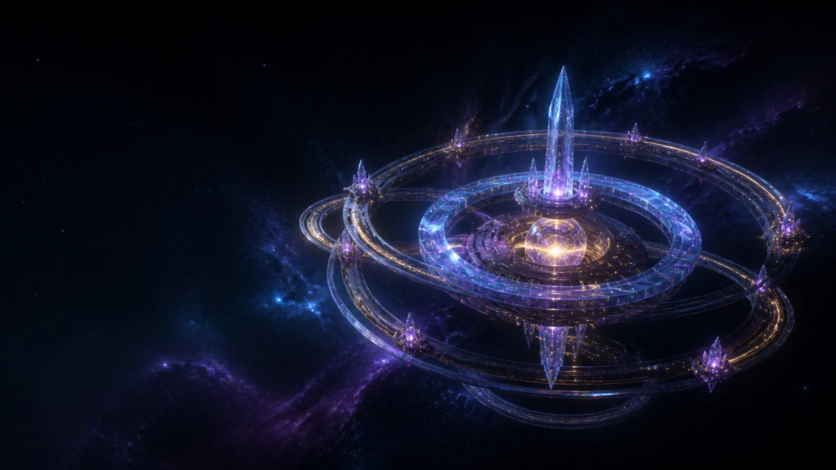 Concept rendering of a crystalline orbital StarBase in deep space